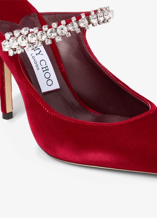 Jimmy Choo Bing 100 muiltje van fluweel - detail 2 rood