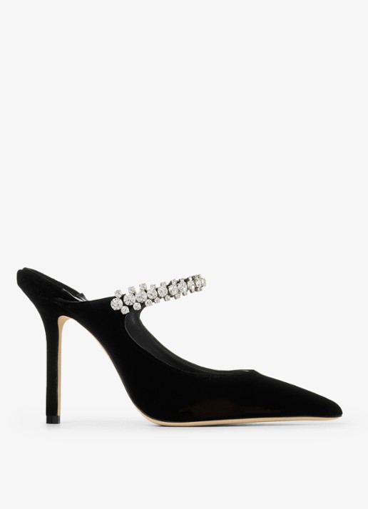 Jimmy Choo Bing 100 muiltje van fluweel - voorkant zwart