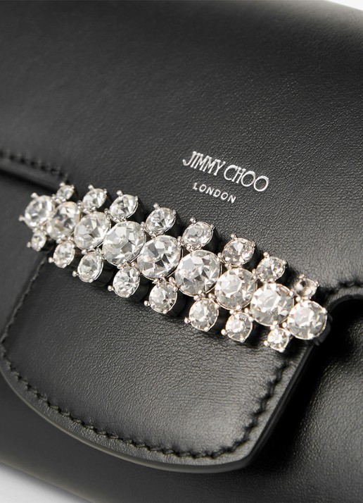 Jimmy Choo Bing clutch van kalfsleer met afneembare schouderriem - detail 2 zwart