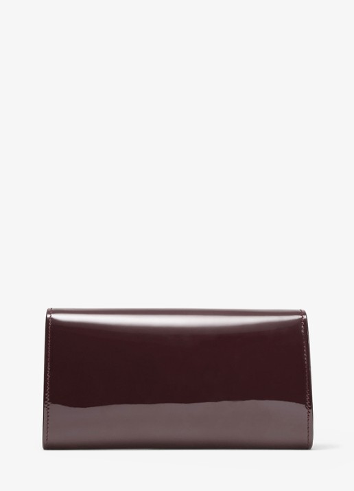 Jimmy Choo Bing clutch van lakleer met afneembare schouderriem - achterkant 5 deep merlot