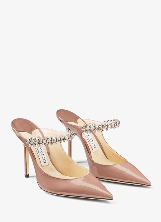 Jimmy Choo Bing muiltje van kalfsleer met lakfinish - voorkant 4 oudroze