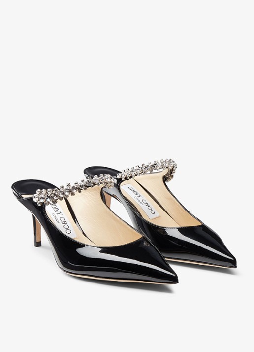 Jimmy Choo Bing muiltje van kalfsleer met lakfinish - voorkant 3 zwart