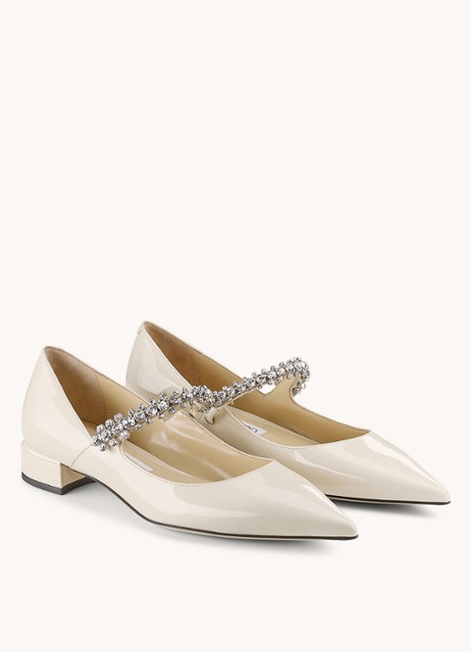 Jimmy Choo Bing pump van kalfsleer met kristal - voorkant 5 wit