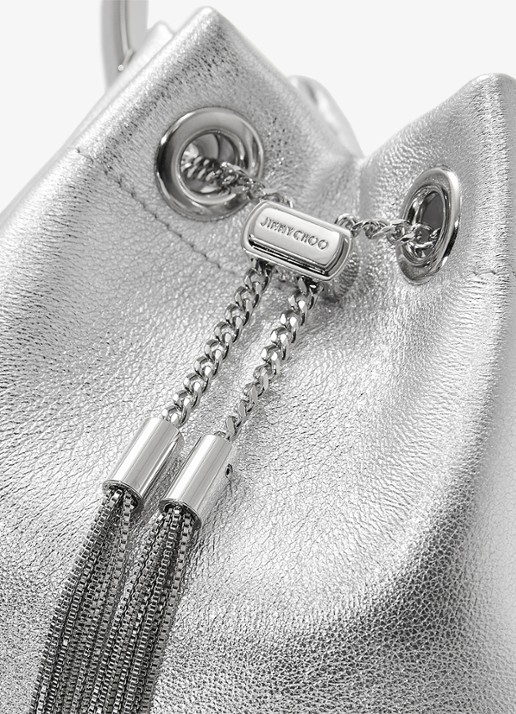 Jimmy Choo Bon Bon handtas van lamsleer met metallic finish - detail 2 zilver