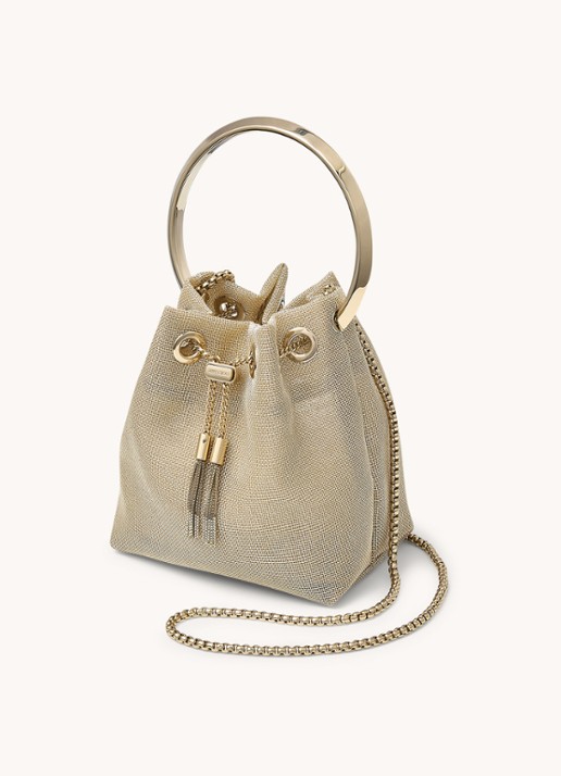 Jimmy Choo Bon Bon handtas van metallic mesh - voorkant 2 goud