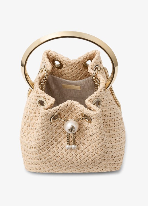 Jimmy Choo Bon Bon handtas van raffia - detail 3 beige