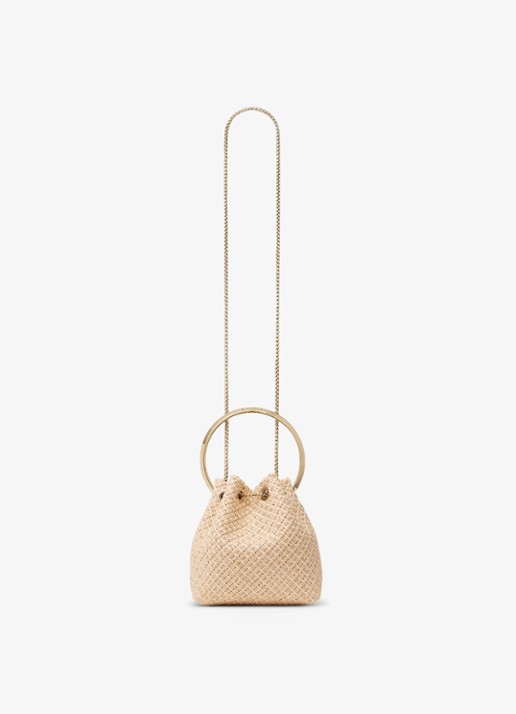 Jimmy Choo Bon Bon handtas van raffia - detail 5 beige