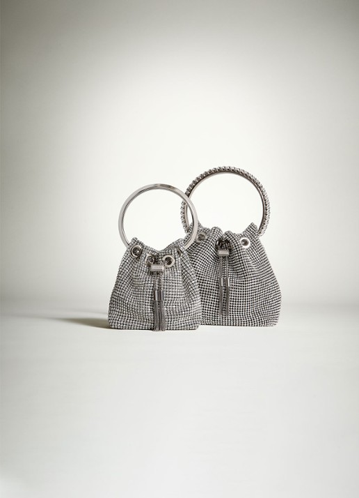 Jimmy Choo Bon Bon handtas van satijn - detail 5 lagoon / blauw