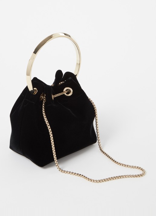 Jimmy Choo Bon Bon Mini handtas van fluweel - achterkant zwart