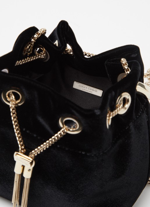 Jimmy Choo Bon Bon Mini handtas van fluweel - detail 3 zwart