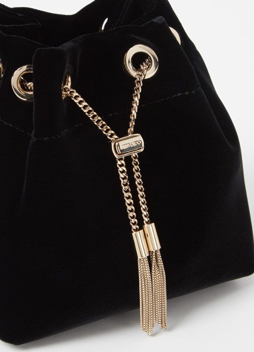 Jimmy Choo Bon Bon Mini handtas van fluweel - detail 5 zwart