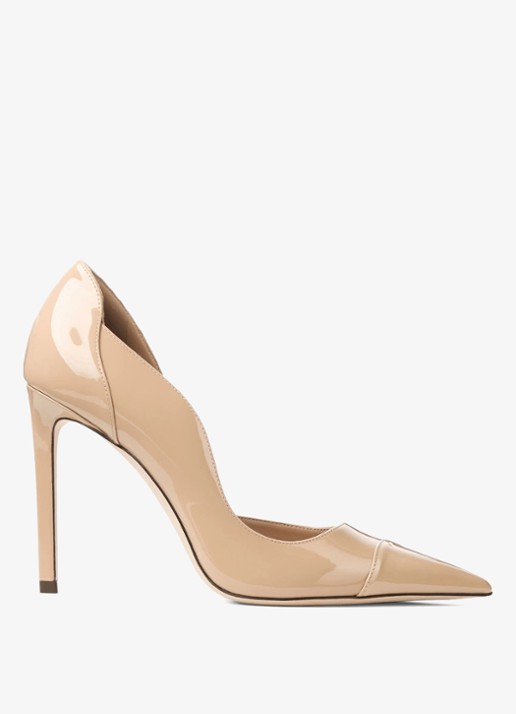 Jimmy Choo Brigitte 100 pump van lakleer - voorkant 2 beige