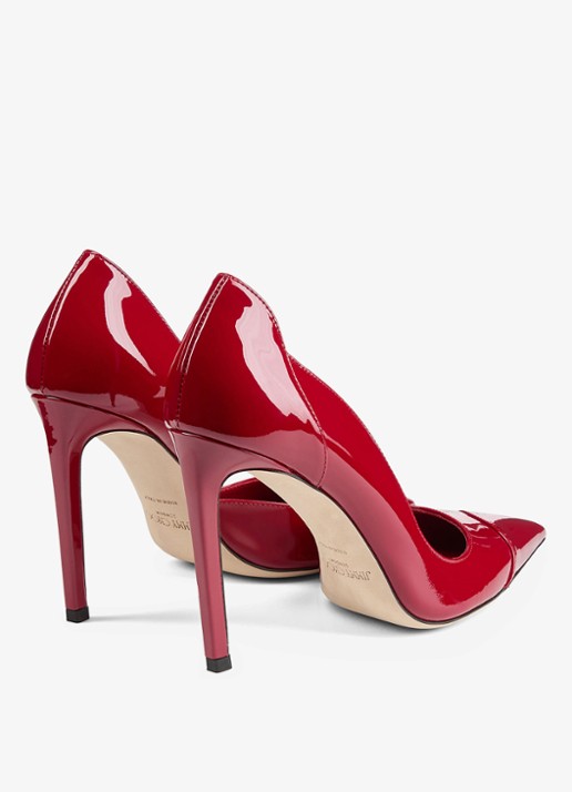 Jimmy Choo Brigitte 100 pump van lakleer - achterkant 3 rood