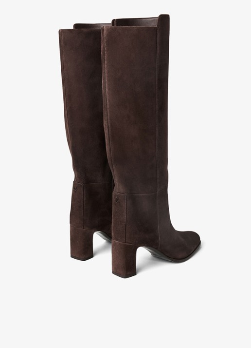 Jimmy Choo Caly 65 laars van geitensuède - achterkant 3 donkerbruin