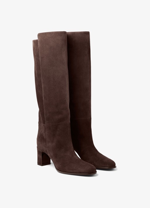Jimmy Choo Caly 65 laars van geitensuède - voorkant 2 donkerbruin