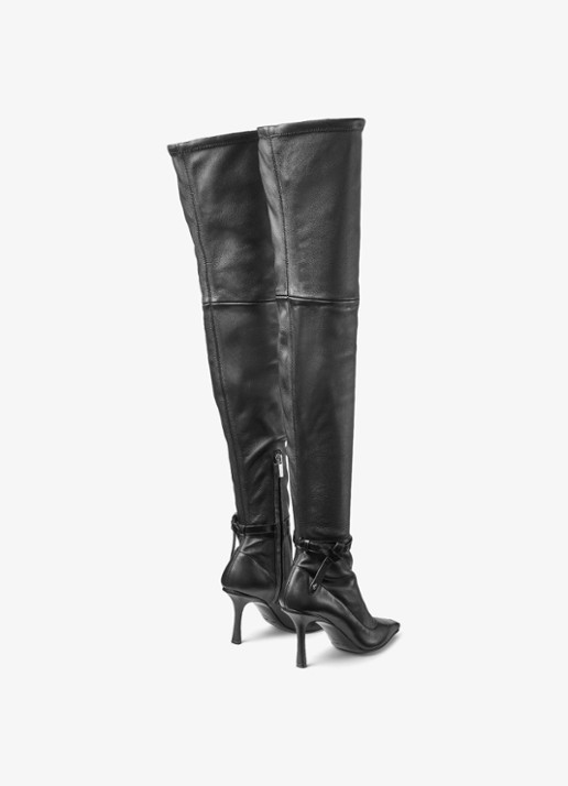 Jimmy Choo Camie 85 overknee laars van lamsleer - achterkant 4 zwart