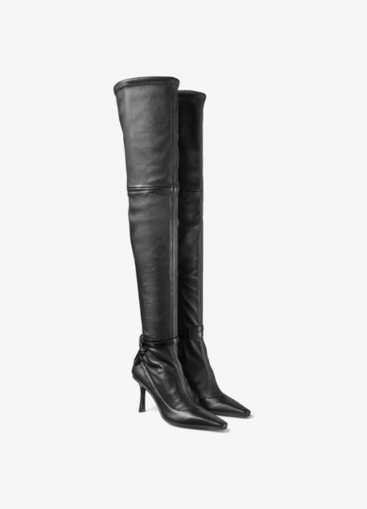 Jimmy Choo Camie 85 overknee laars van lamsleer - voorkant 2 zwart
