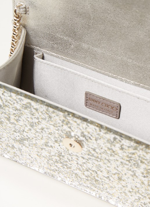 Jimmy Choo Candy clutch met glitter - detail 3 zilver