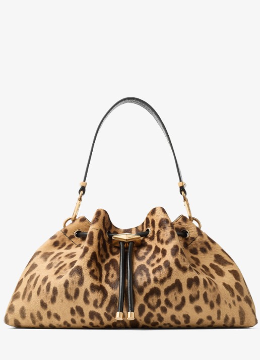 Jimmy Choo Cinch M schoudertas van kalfsleer met ponyhair