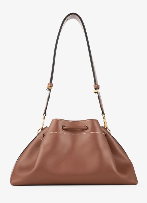 Jimmy Choo Cinch M schoudertas van kalfsleer - achterkant bruin
