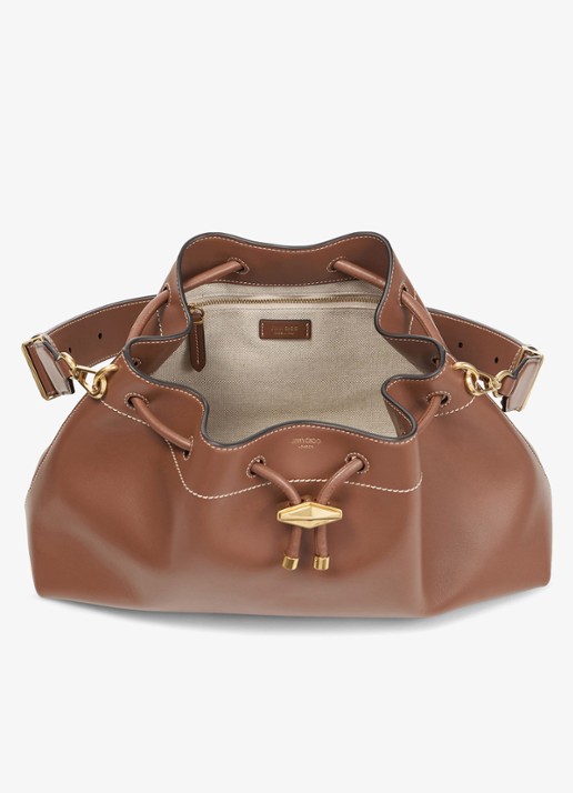 Jimmy Choo Cinch M schoudertas van kalfsleer - detail 2 bruin