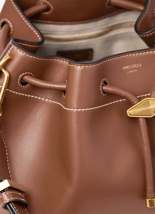 Jimmy Choo Cinch M schoudertas van kalfsleer - detail 3 bruin