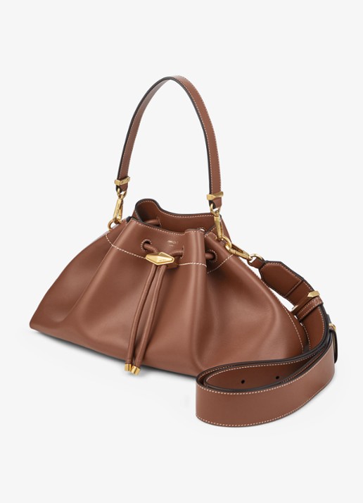 Jimmy Choo Cinch M schoudertas van kalfsleer - voorkant 7 bruin