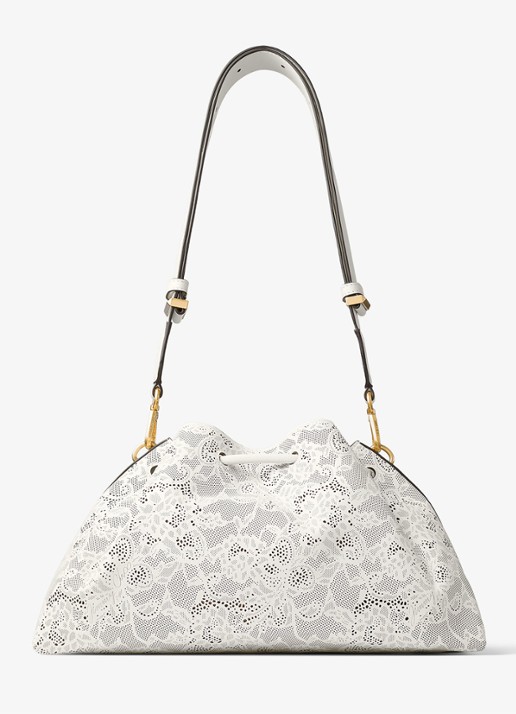 Jimmy Choo Cinch M schoudertas van kalfsleer - achterkant 5 wit