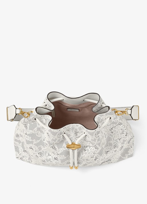 Jimmy Choo Cinch M schoudertas van kalfsleer - detail wit