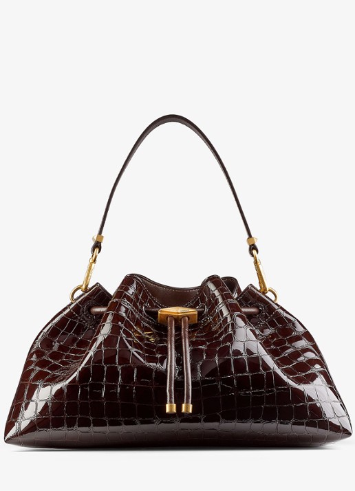 Jimmy Choo Cinch M schoudertas van leer met crocostructuur