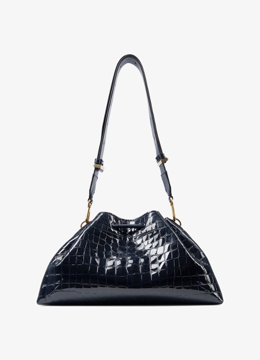 Jimmy Choo Cinch M schoudertas van leer met crocostructuur - achterkant 6 donkerblauw