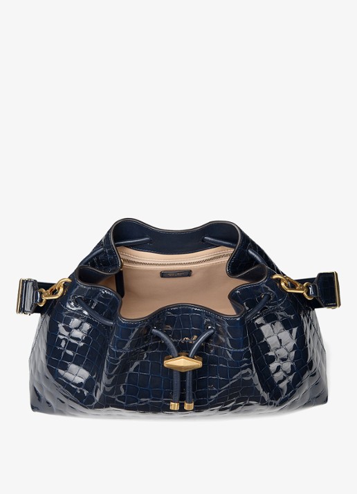 Jimmy Choo Cinch M schoudertas van leer met crocostructuur - detail 3 donkerblauw