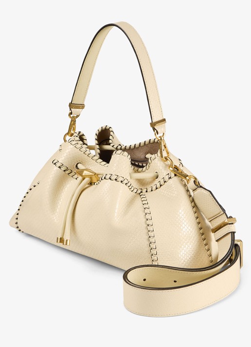 Jimmy Choo Cinch M schoudertas van leer - voorkant 2 creme