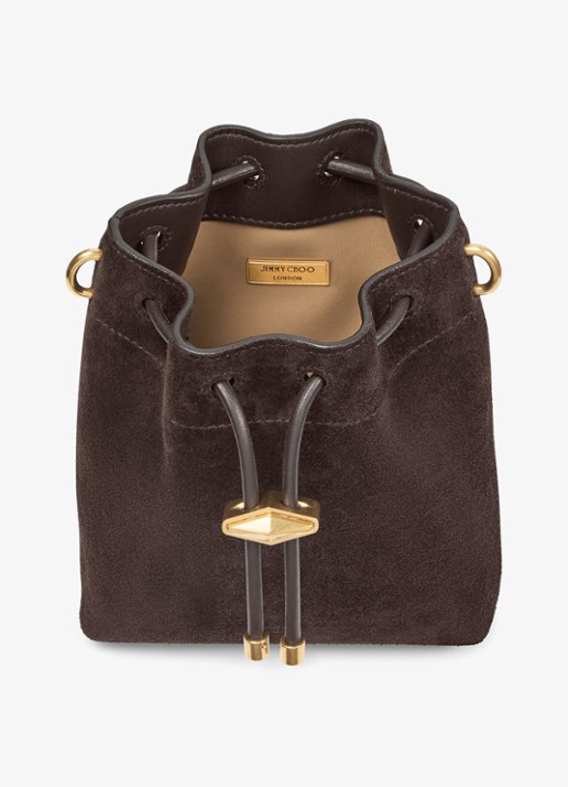 Jimmy Choo Cinch Mini handtas van kalfssuède - detail 3 donkerbruin