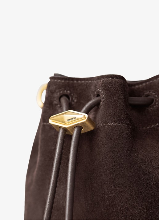 Jimmy Choo Cinch Mini handtas van kalfssuède - detail 4 donkerbruin