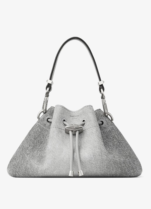 Jimmy Choo Cinch S schoudertas van suède - voorkant grijs