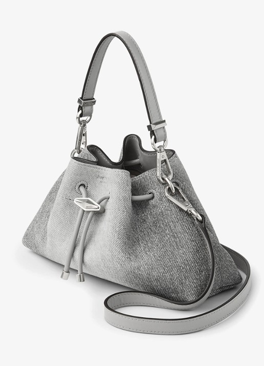 Jimmy Choo Cinch S schoudertas van suède - voorkant 2 grijs