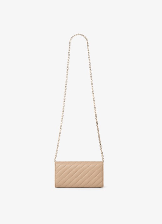 Jimmy Choo Curve clutch van lamsleer met afneembare schouderriem - achterkant 5 beige