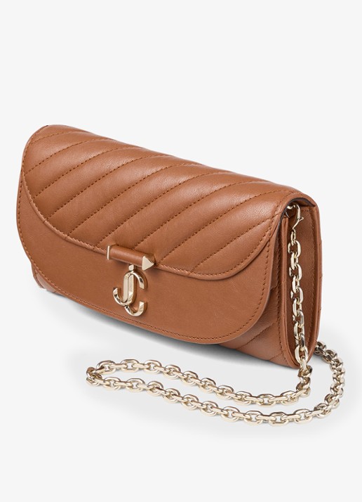 Jimmy Choo Curve clutch van schapenleer met afneembare schouderriem - detail 2 bruin
