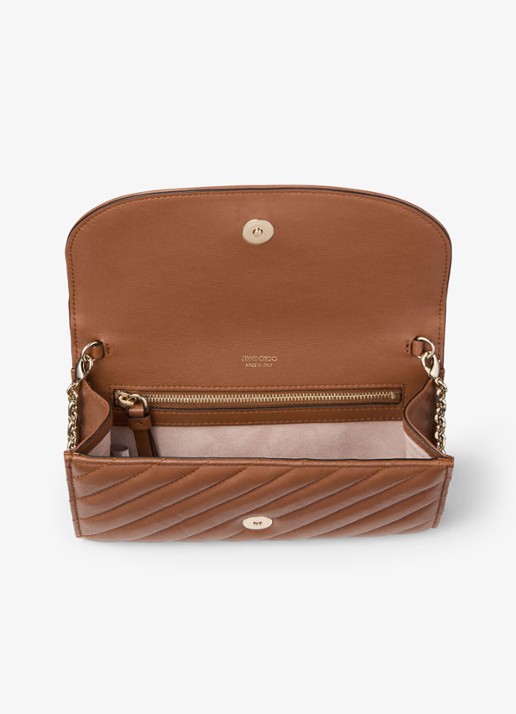 Jimmy Choo Curve clutch van schapenleer met afneembare schouderriem - detail 3 bruin