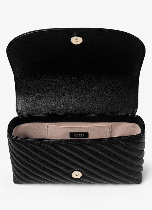 Jimmy Choo Curve M crossbodytas van lamsleer - detail 2 zwart