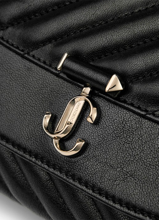 Jimmy Choo Curve M crossbodytas van lamsleer - detail 3 zwart