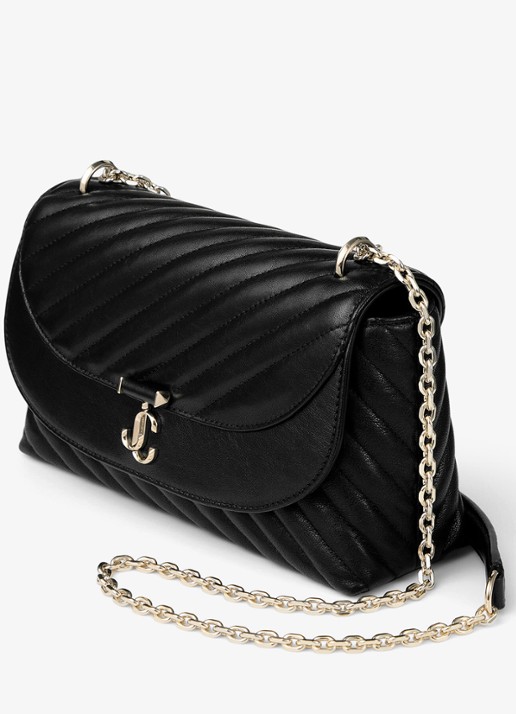 Jimmy Choo Curve M crossbodytas van lamsleer - voorkant 5 zwart