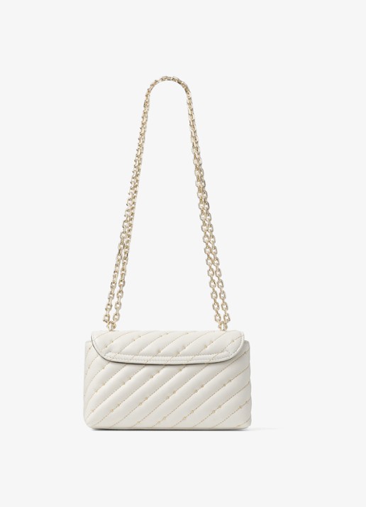 Jimmy Choo Curve S crossbodytas van lamsleer met studs - achterkant gebroken wit