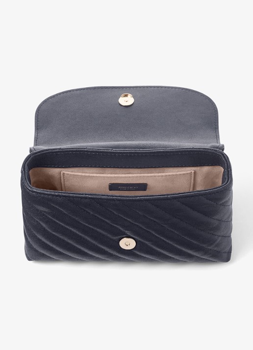 Jimmy Choo Curve S crossbodytas van lamsleer - detail donkerblauw
