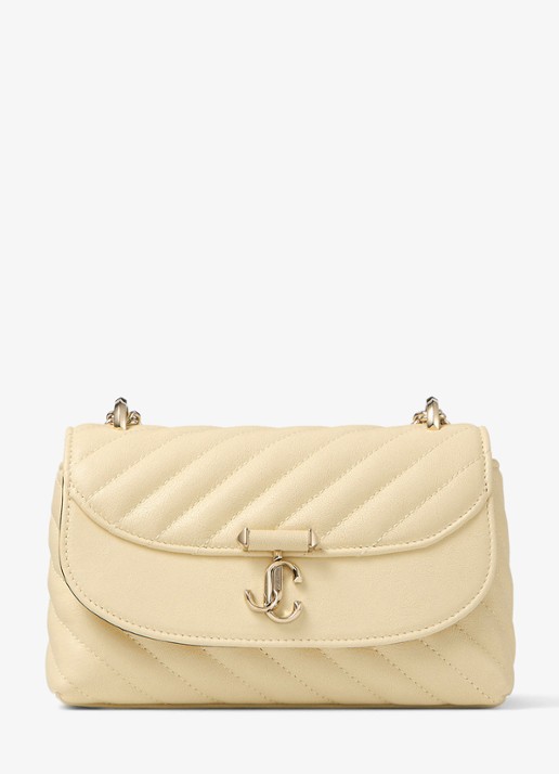 Jimmy Choo Curve S schoudertas van lamsleer - voorkant 5 creme