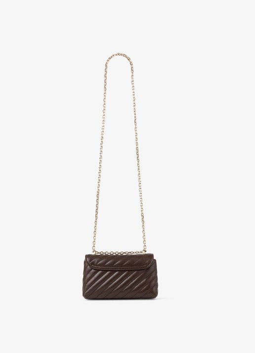 Jimmy Choo Curve S schoudertas van lamsleer - achterkant 3 donkerbruin