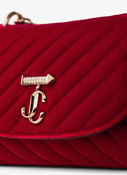 Jimmy Choo Curve Xbody/S crossbodytas van fluweel - detail 2 rood