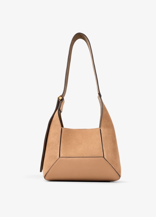 Jimmy Choo Diamond Hobo/M schoudertas van kalfssuède - achterkant lichtbruin