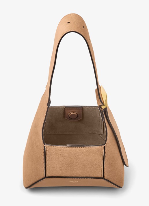Jimmy Choo Diamond Hobo/M schoudertas van kalfssuède - detail 4 lichtbruin